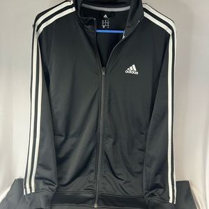 Adidas Mens Track Jacket Black Full Zip Long Sleeve Warm Up size Small